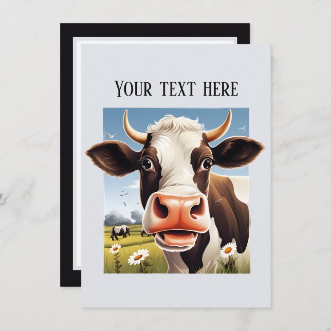 Cute cow lovers add message any purpose Note Card (Front/Back)