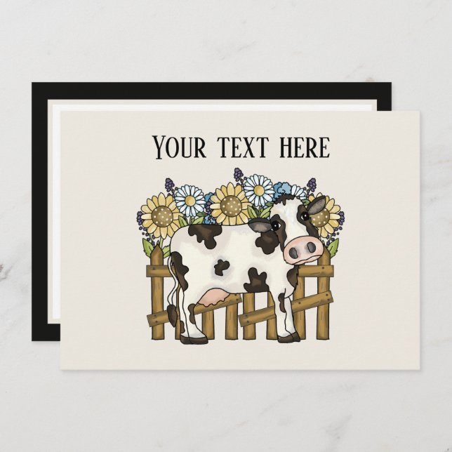 Cute cow lovers add message card (Front/Back)