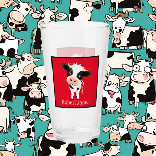 cute cow lovers add name glass