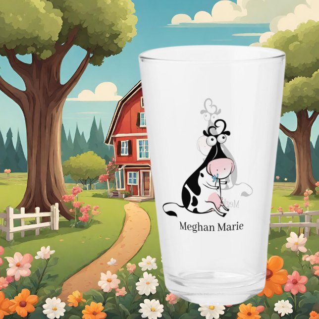 cute cow lovers add name glass (Creator Uploaded)