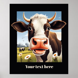 Cute cow lovers customisable poster