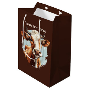 Cute cow lovers customizable  medium gift bag