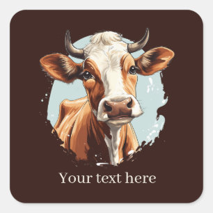 Cute cow lovers customizable square sticker