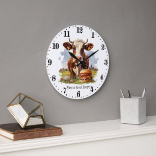 cute cow lovers kitchen large clock