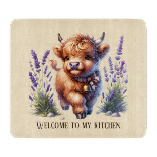 Cute cow lovers kitchen welcome cutting board