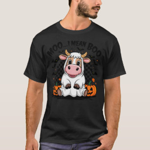 Cute Cow Moo I Mean Boo Cow Ghost Pumpkin Funny Ha T-Shirt