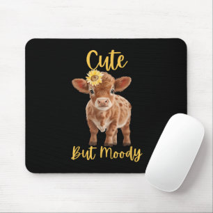 Cute Cow-Moody Cow Lovers Farm Cowgirl Baby Sunflo Mouse Pad