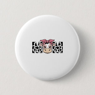 Cute Cow Mum Bow Graphic Design_1 6 Cm Round Badge