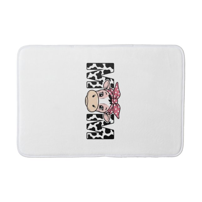 Cute Cow Mum Bow Graphic Design_1 Bath Mat (Front)