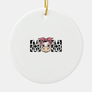 Cute Cow Mum Bow Graphic Design_1 Ceramic Tree Decoration