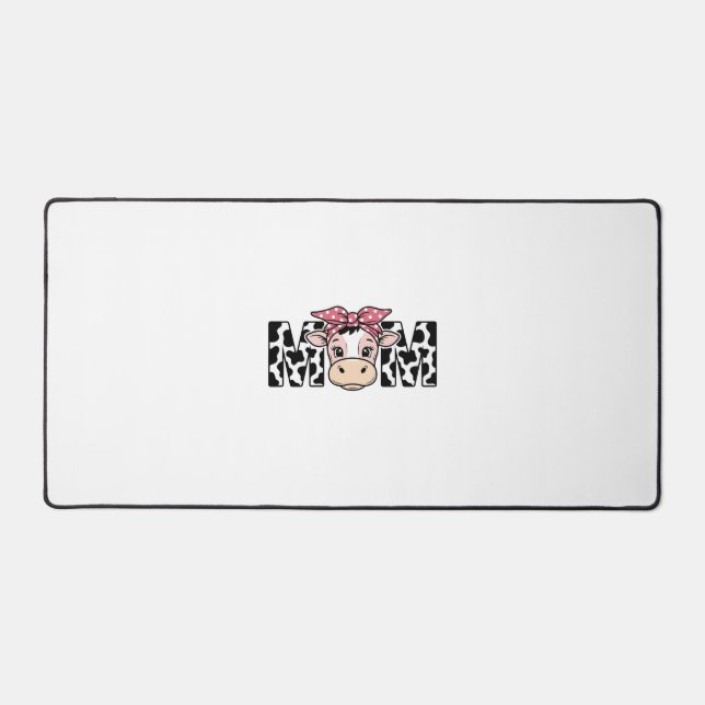 Cute Cow Mum Bow Graphic Design_1 Desk Mat (Front)
