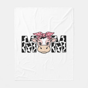 Cute Cow Mum Bow Graphic Design_1 Fleece Blanket