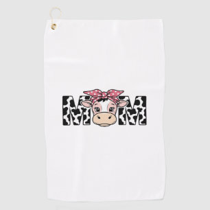 Cute Cow Mum Bow Graphic Design_1 Golf Towel