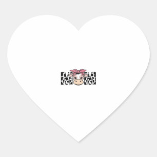 Cute Cow Mum Bow Graphic Design_1 Heart Sticker