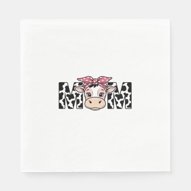 Cute Cow Mum Bow Graphic Design_1 Napkin (Front)