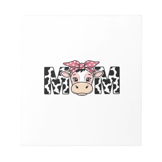 Cute Cow Mum Bow Graphic Design_1 Notepad (Front)