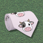 Cute Cow Neck Tie<br><div class="desc">A humorous tie featuring a cute cartoon style cow face on a pink background. If you are looking for a gift for your best man in life, this design could be perfect and so funny!</div>