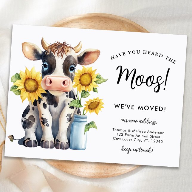 Cute Cow New Address We've Moved Country Moving Announcement Postcard (Creator Uploaded)