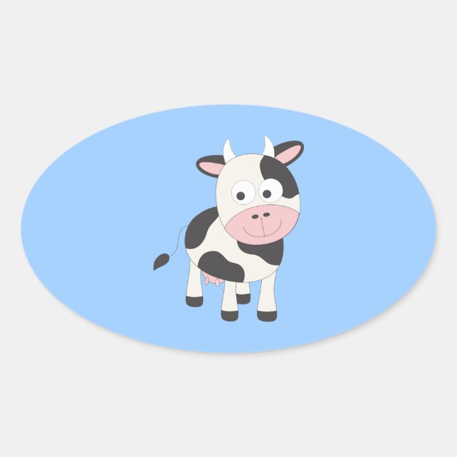 Cute cow oval sticker (Front)