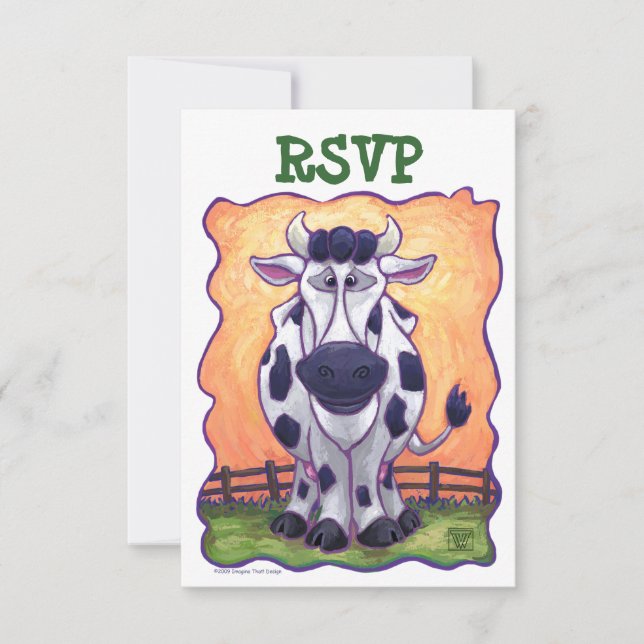 Cute Cow Party Centre RSVP (Front)