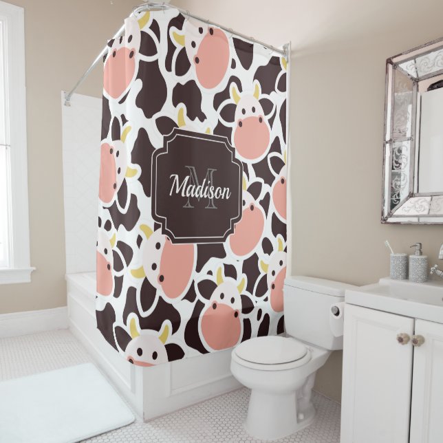 Cute Cow Pattern Shower Curtain (In Situ)