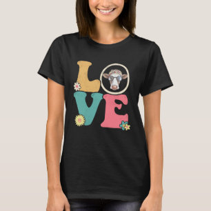 Cute Cow Peace Sign Love 60s 70s Costume Groovy Hi T-Shirt