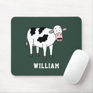 Cute Cow Personalised Custom Name Back To School Mouse Pad