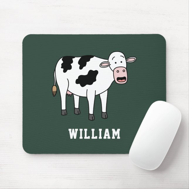 Cute Cow Personalised Custom Name Back To School Mouse Pad (With Mouse)
