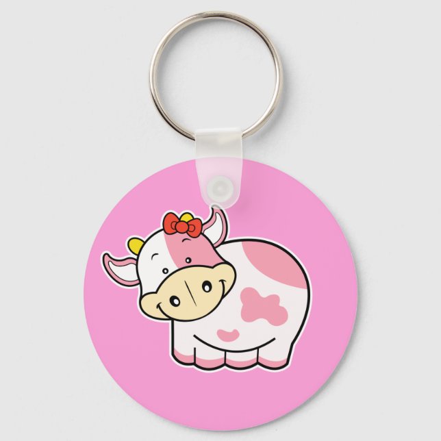 Cute Cow Pink Keychain (Front)