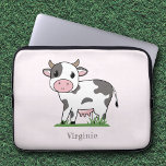 Cute Cow Pink Laptop Sleeve<br><div class="desc">A funny Pink Laptop Sleeve for your computer with a cute cow on grass and a customisable forename. This could be a great gift for a farmer, a veterinary or a lover of Kawaii animals! Just add name of your friend and offer it!</div>