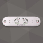 Cute Cow Pink Skateboard<br><div class="desc">A funny Pink Skateboard with cute cows on grass and a customizable forename. A great gift for a skateboarder who love Kawaii animals and pink color!</div>