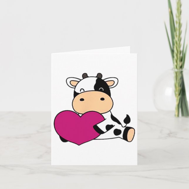 Cute Cow Pocket Size Valentine Cow  Card (Front)