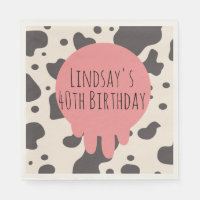 Cute Cow Print Adult Party 40th Birthday