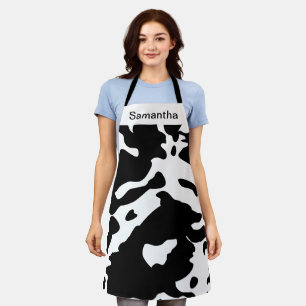Cute Cow Print Black and white Custom Apron