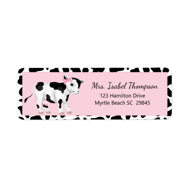 Cute Cow Print Cow  Address Label (Front)