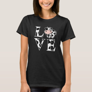 Cute Cow Print I Love Cows Farming Men Women Kids T-Shirt