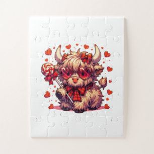 Cute Cow Red Hearts Puzzles 