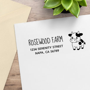 Cute Cow Return Business Address Rubber Stamp
