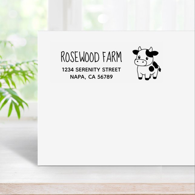 Cute Cow Return Business Address Rubber Stamp (Creator Uploaded)