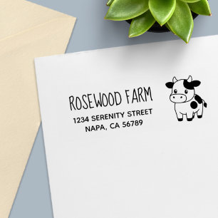 Cute Cow Return Business Address Self-inking Stamp