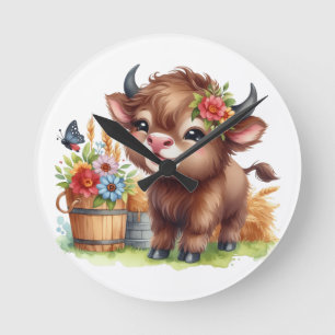 Cute Cow Round Clock