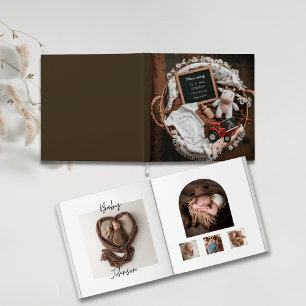 Cute cow Rustic Farm Baby photo book keepsake 