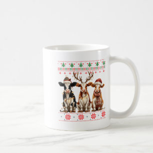 Cute Cow Santa Christmas Lights Ugly Xmas Sweater Coffee Mug