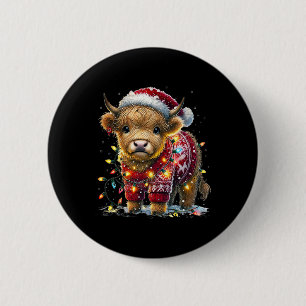 Cute Cow Santa Sweater Christmas Tree Lights Winte 6 Cm Round Badge