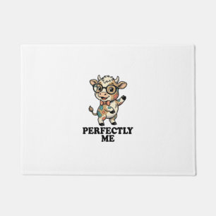 Cute Cow Shirt With Glasses Perfect Vibes Doormat