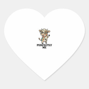 Cute Cow Shirt With Glasses Perfect Vibes Heart Sticker