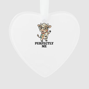 Cute Cow Shirt With Glasses Perfect Vibes Ornament