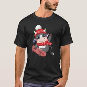 Cute Cow Skating Cow Christmas For Cow T-Shirt