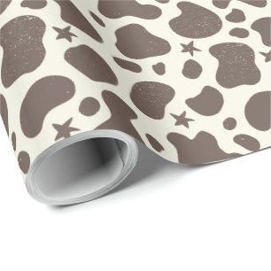 Cute Cow Skin Cowboy Style brown cream Wrapping Paper