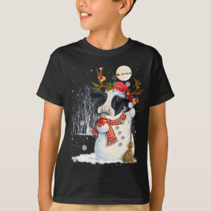 Cute Cow Snowcow Christmas Cow Snowman Winter Xmas T-Shirt